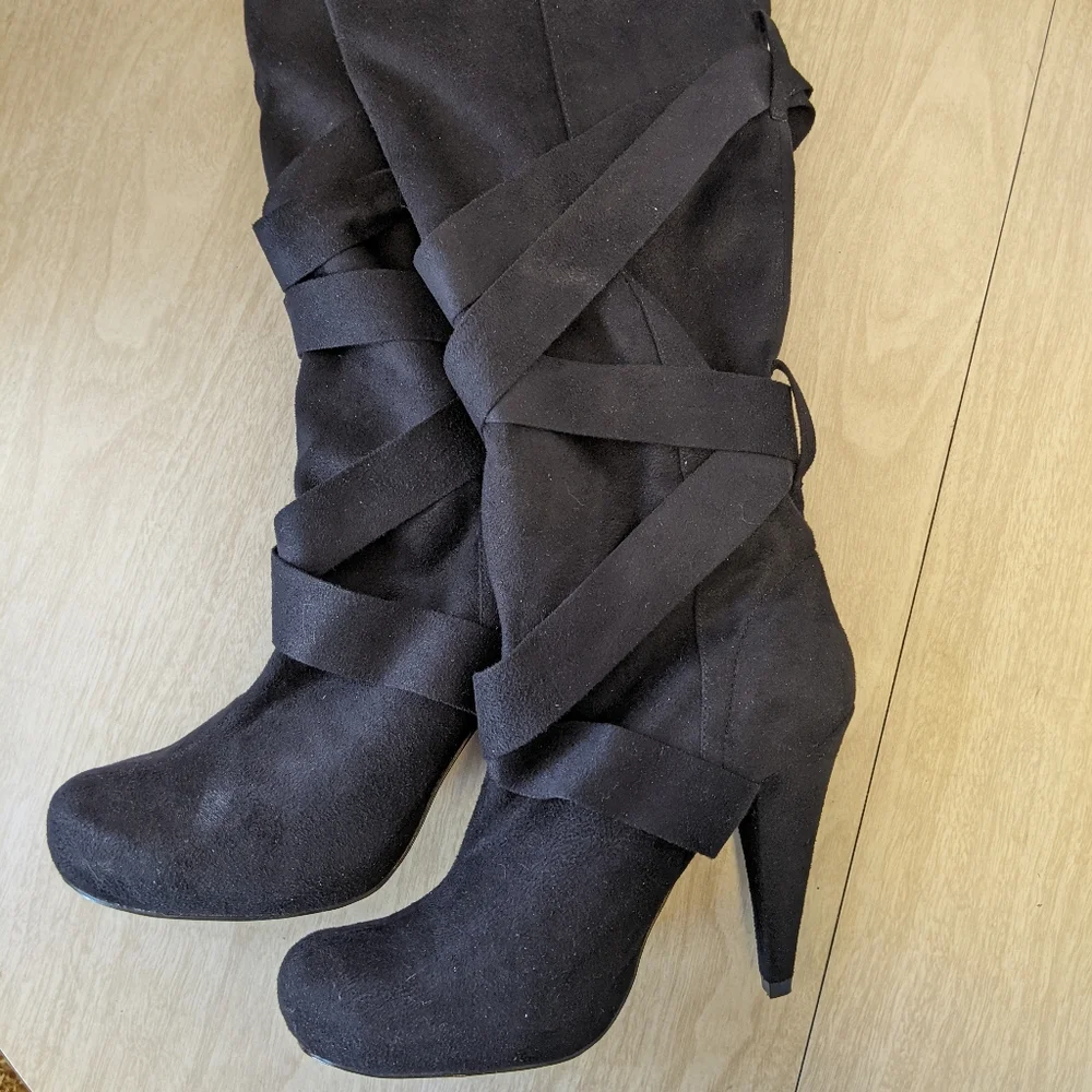 Spring Gift Faux Suede Wrap Tie Boots 8 - Picture 4 of 9